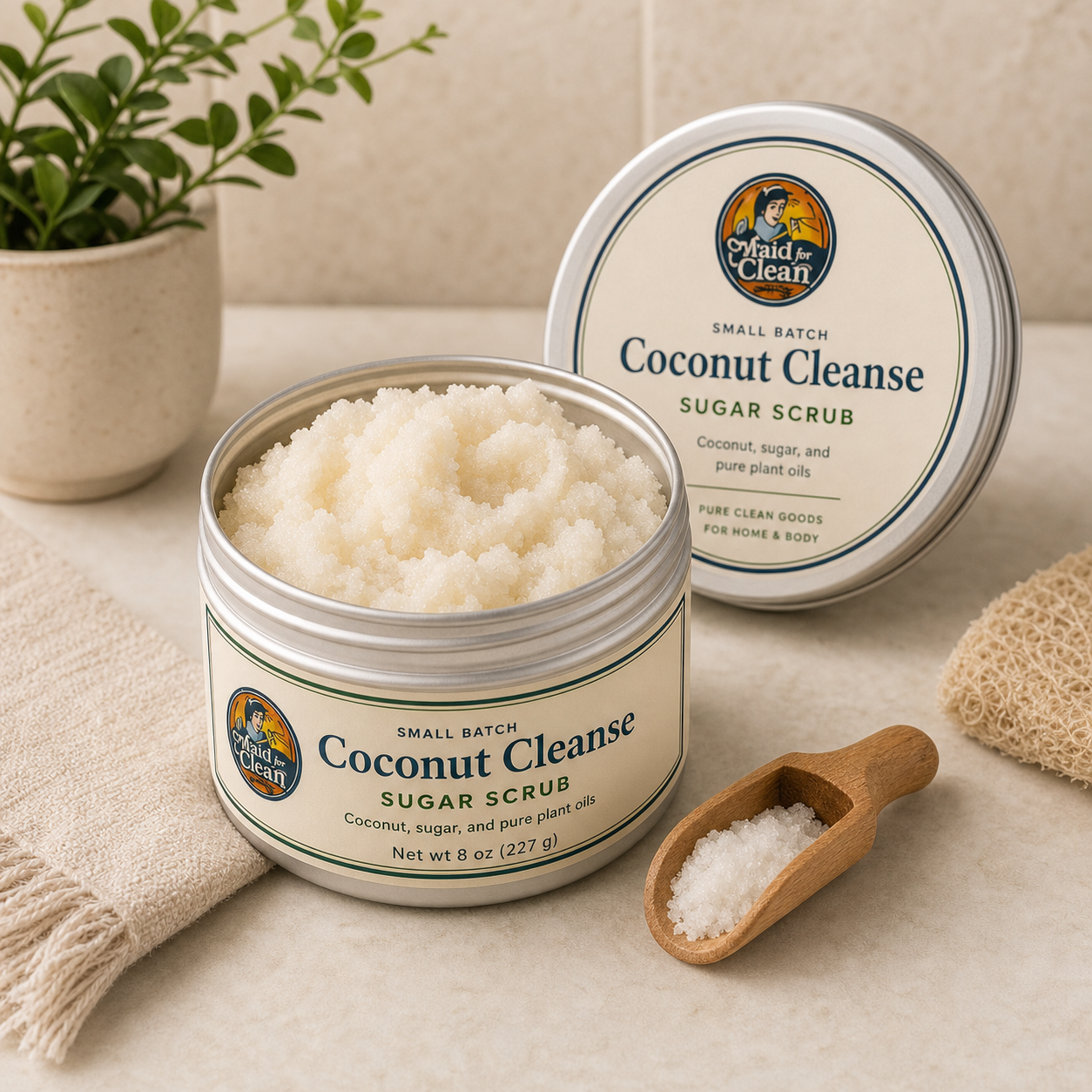 Sugar scrub in an 8 oz reusable tin